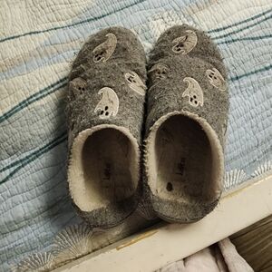 Well Worn Gray Ghost Slippers